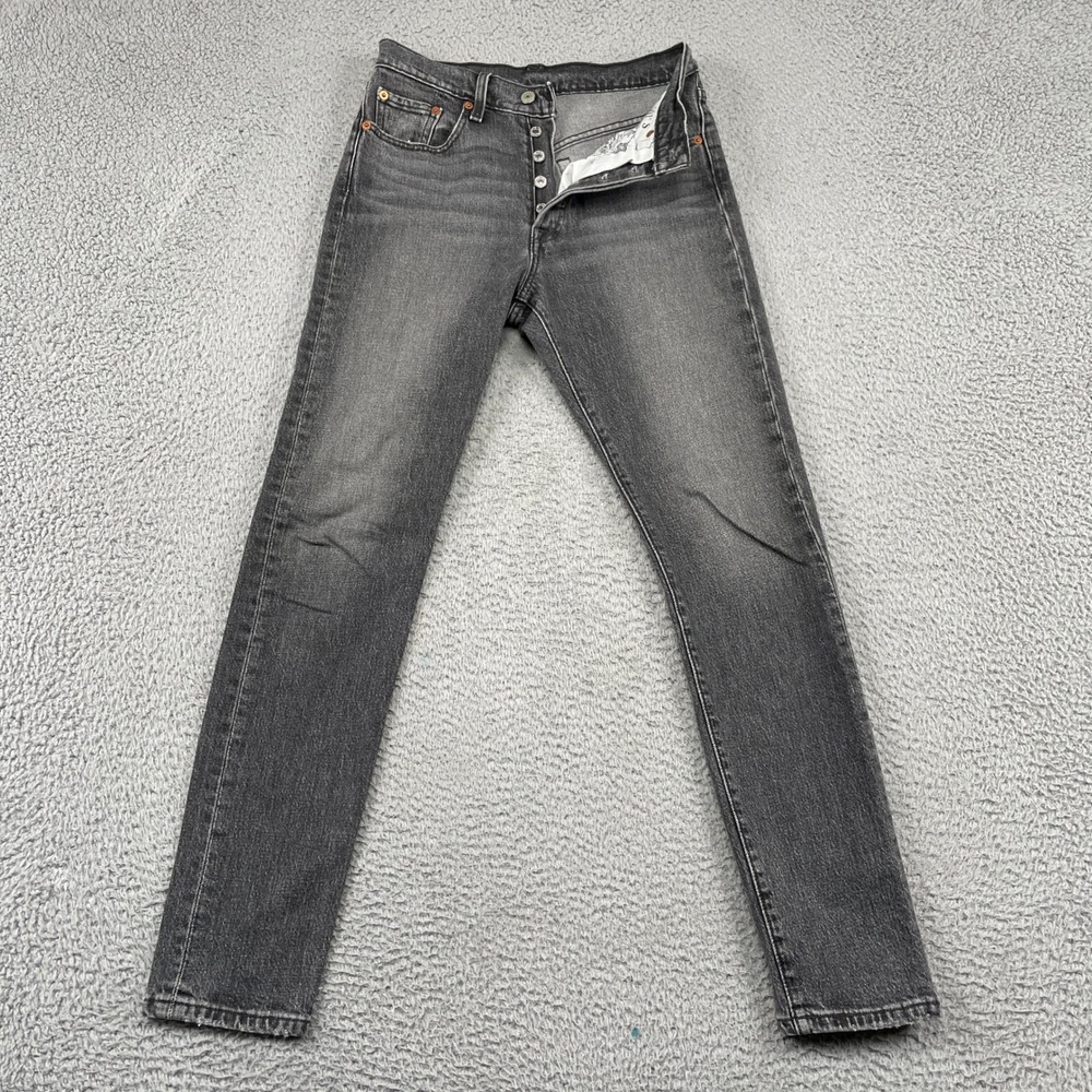 Levi's Jeans Womens 27 Black 501 Skinny Premium Faded Denim Button Fly High Rise